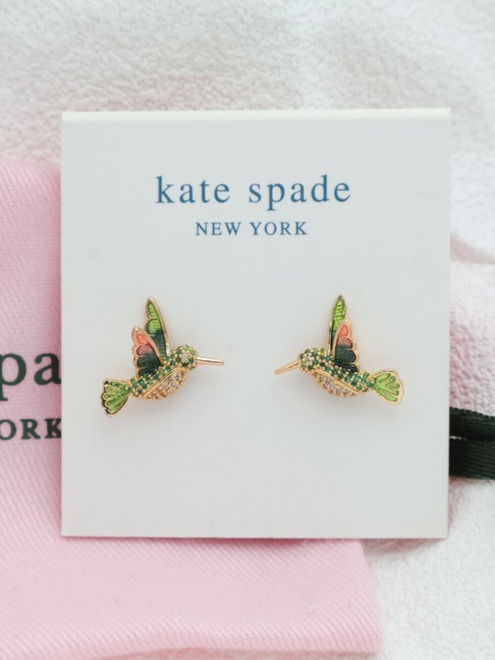 Kate Spade Dazzling Daisy Hummingbird Gold Stud Earrings Gold NEW